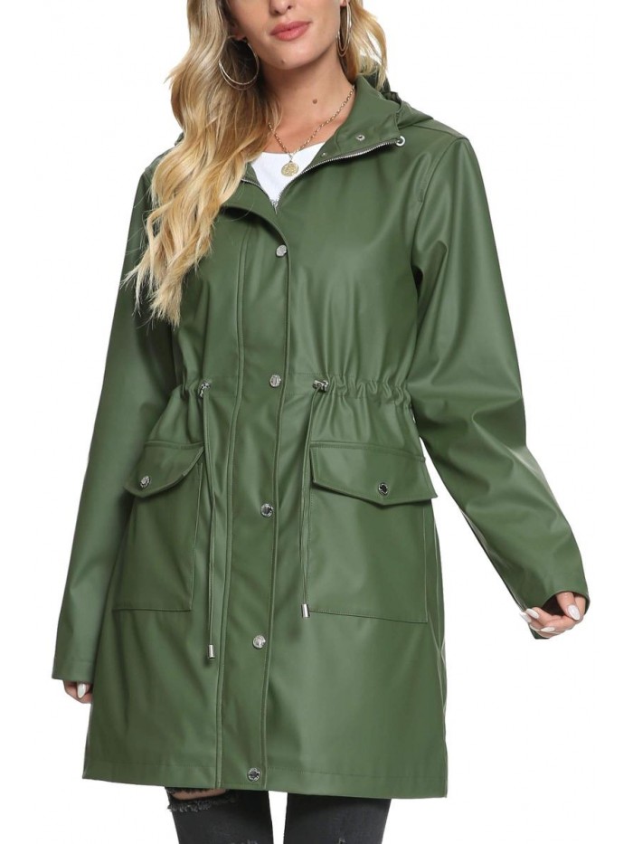 Raincoat Women, Fahsyee Rain Jacket Waterproof Lined Rain Coat Hooded ...